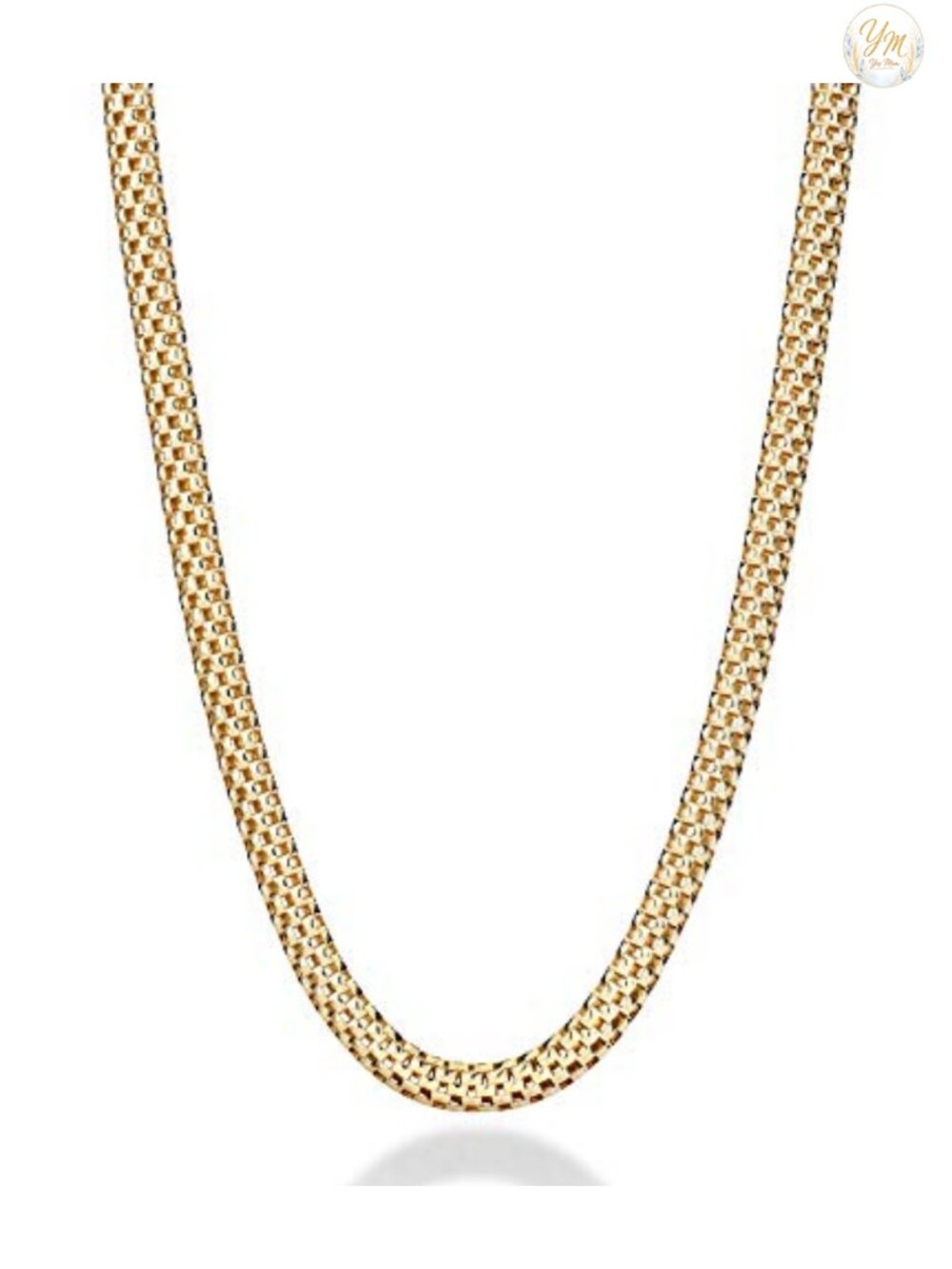 18K Gold Plated Sterling Silver 4mm Mesh Link Chain Necklace for Women, 20 inch